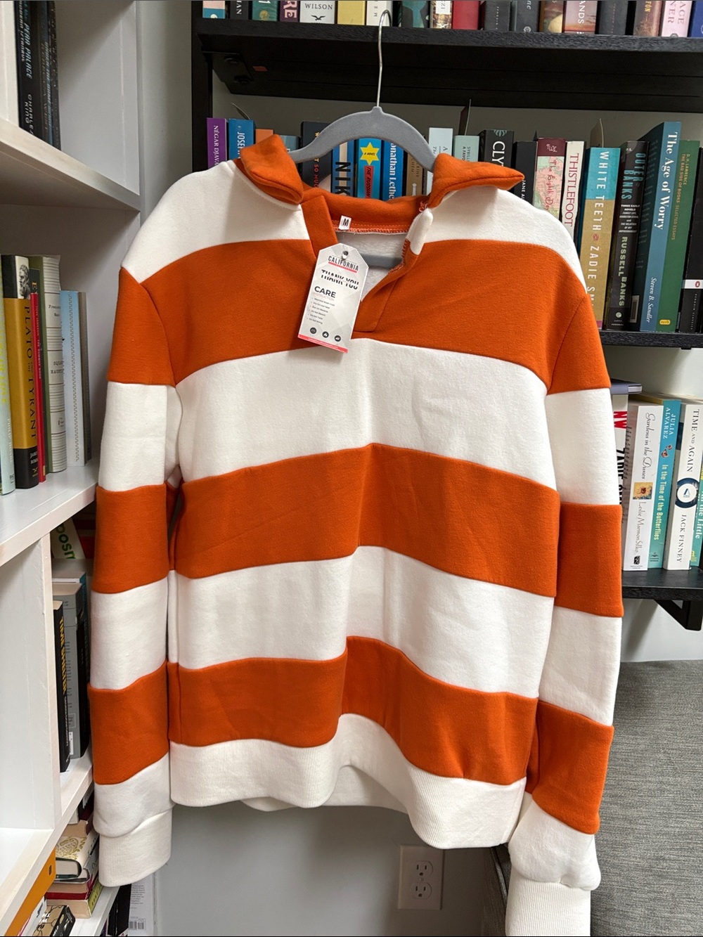 Orange/white rugby cotton sweater